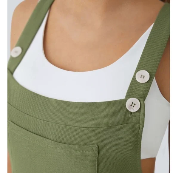 NWT Halara Casual Joggers Overalls Olive Green Waffle Athleisure Jumpsuit Sz L - Picture 3 of 11